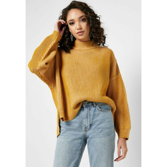 Topshop Mock Neck Sweater Oversized Rib Knit - Picture 2 of 7